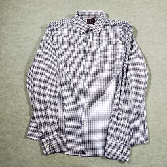 UNTUCKit Shirt Mens Large Purple Blue Plaid Erbach Stretch Slim Fit Button Down - Picture 1 of 9